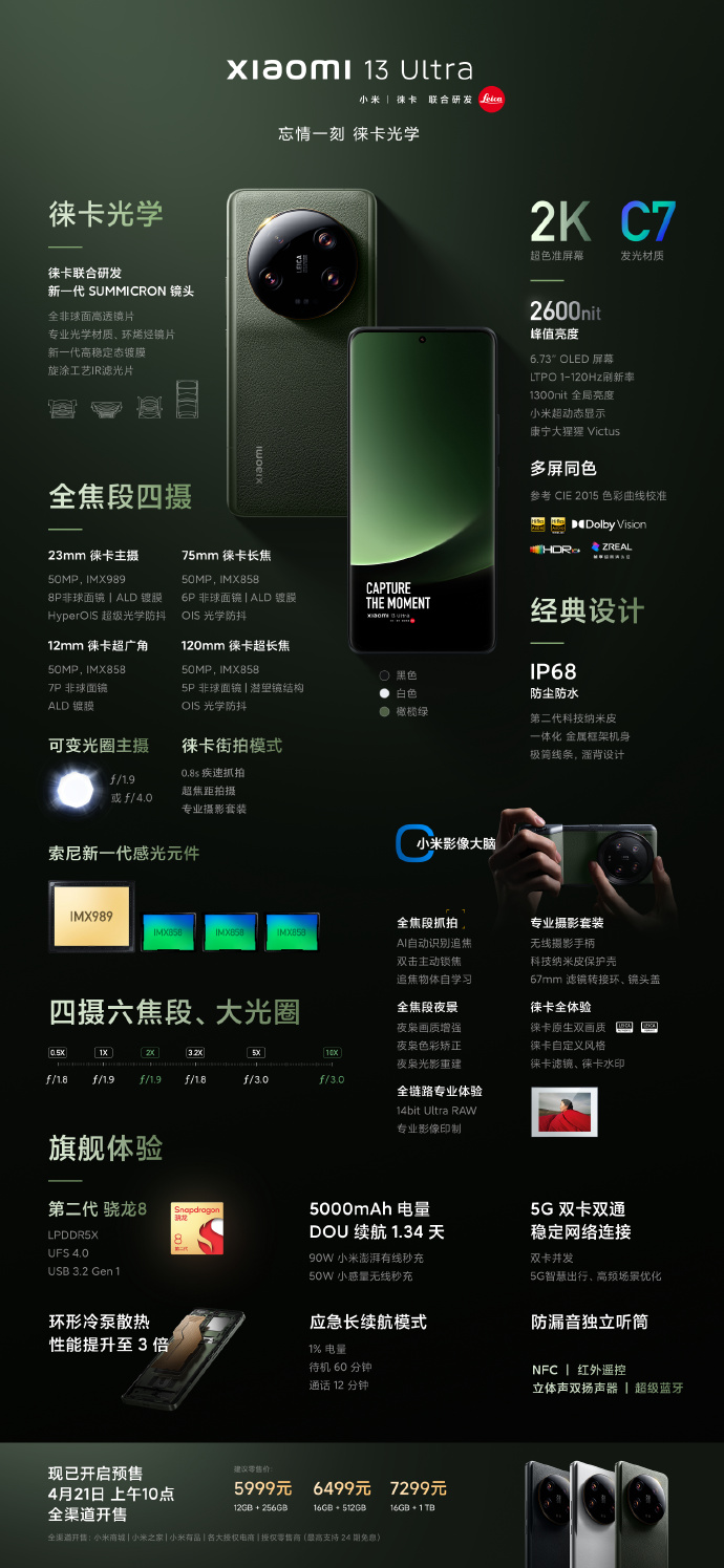 小米13Ultra正式发布 配备徕卡光学价格5999元起