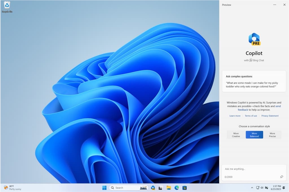 微软 Windows Copilot 人工智能侧边栏开始向 Windows 11 测试版用户推出
