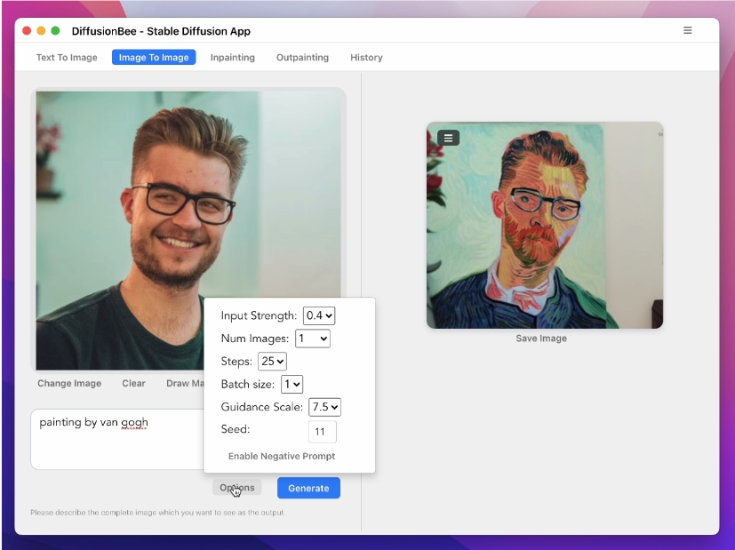 DiffusionBee：一款开源免部署的Diffusion生成AI绘画软件