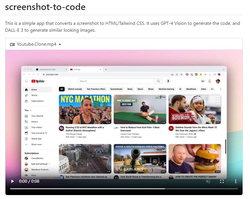 AI开源项目screenshot-to-code 借助GPT-4V直接把网页截图制作成HTML网页