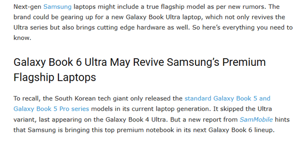 三星或重启Galaxy Book Ultra系列 搭载顶级硬件系统