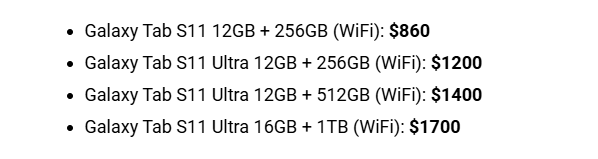 三星Tab S11和S11 Ultra平板价格曝光 约6100元起售